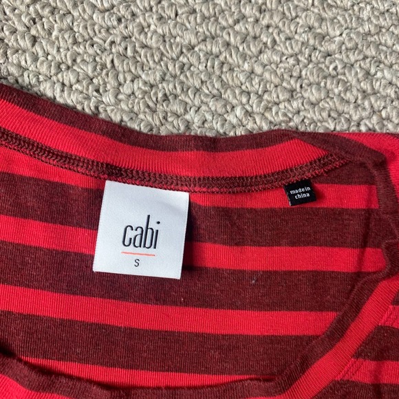 Cabi Womens Tee Shirt Size Small Red Striped Short Sleeves Sweet Talk 3631 - Picture 9 of 12